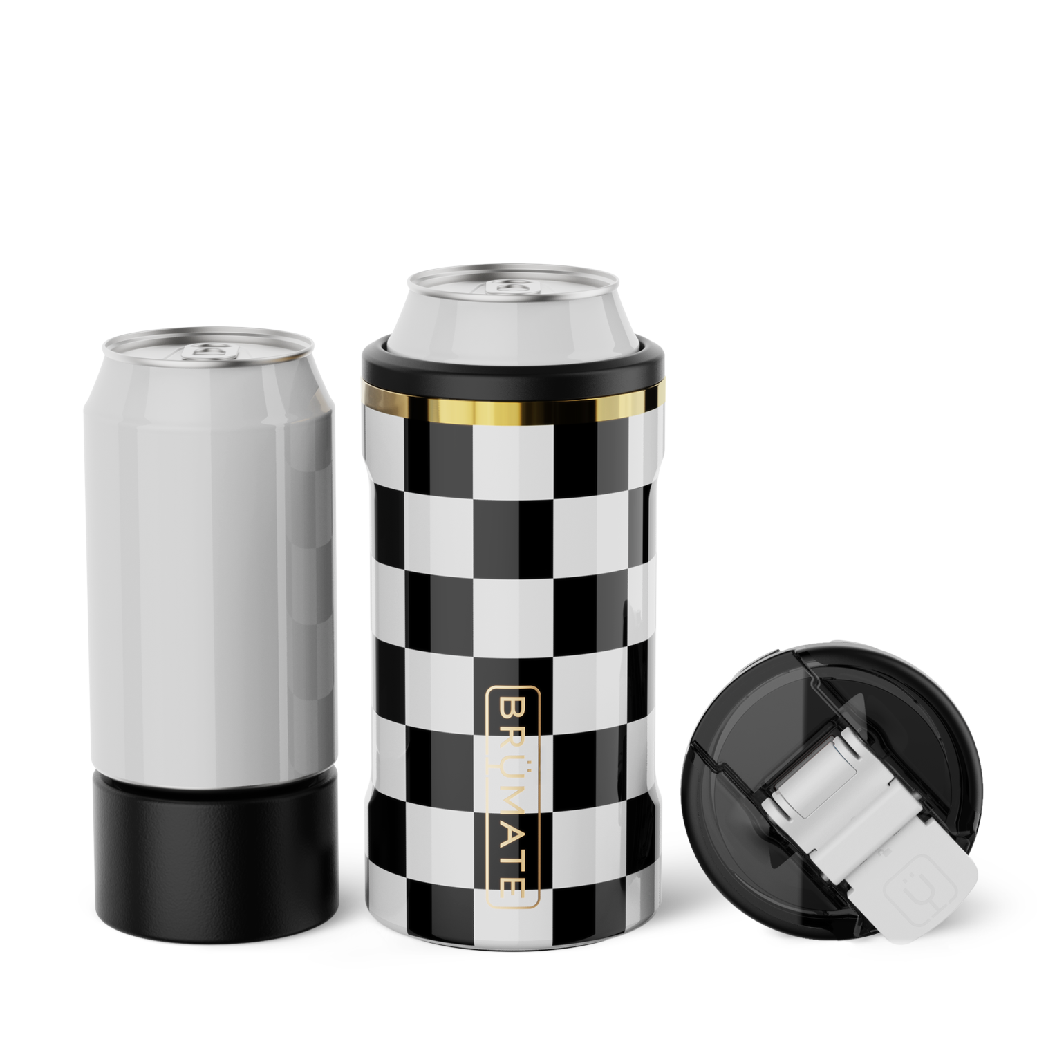 Hopsulator Trio V2 | Black & White Checker | 12/16oz Standard Cans - Clean Choice